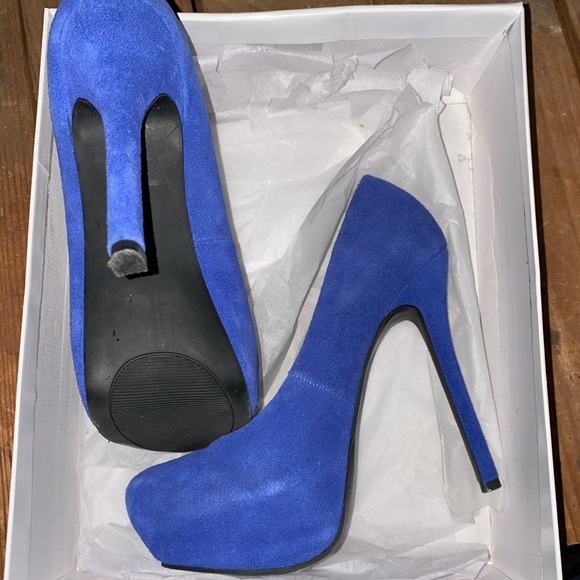 Electric Blue Suede Pumps - Picture 2 of 3